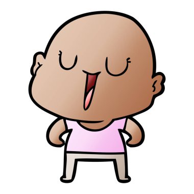 mutlu karikatür kel adam