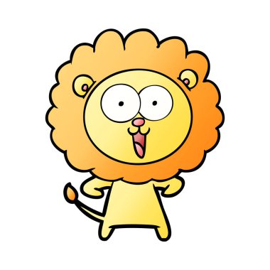 mutlu karikatür aslan vektör çizim