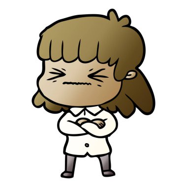 Çizgi filmdeki kadının vektör çizimi