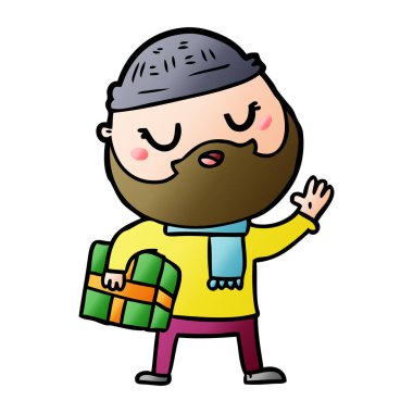 Sakallı çizgi film adamı.