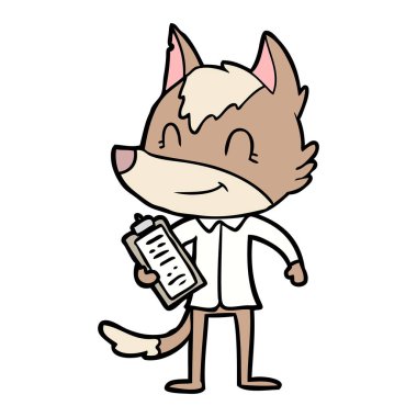 vektör çizim dostu karikatür kurt