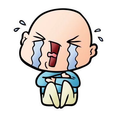 çizgi film ağlayan kel adam