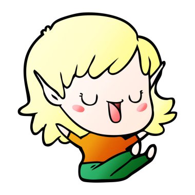 vektör çizim karikatür elf kızı