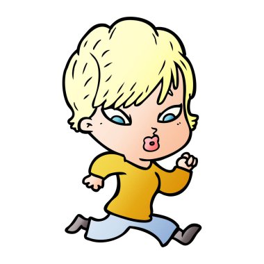 Çizgi filmdeki kadının vektör çizimi