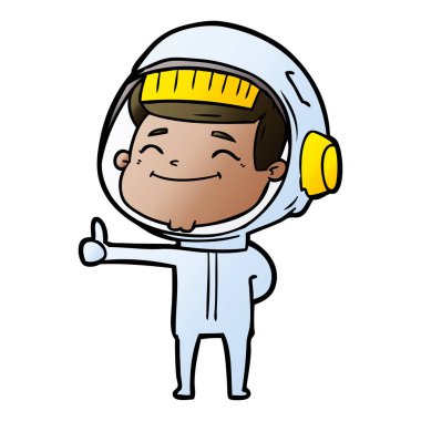 mutlu karikatür astronot vektör çizim