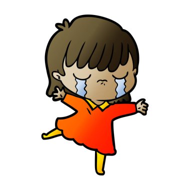 vektör çizim karikatür kadının ağladığını