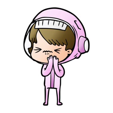 vektör çizim karikatür astronot kadın