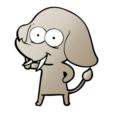 mutlu çizgi film fil vektör çizim