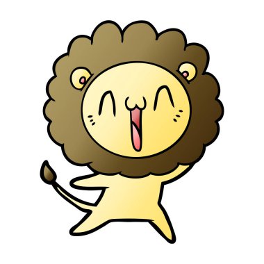 mutlu karikatür aslan vektör çizim