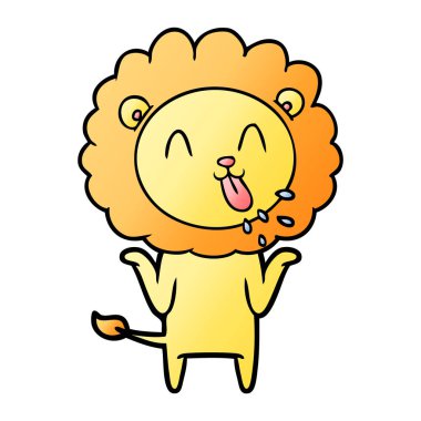 mutlu karikatür aslan vektör çizim