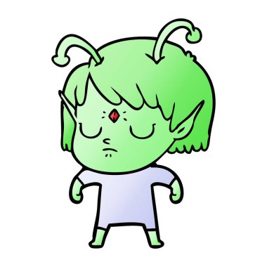 vektör çizim karikatür uzaylı kız