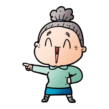 karikatür mutlu yaşlı kadın