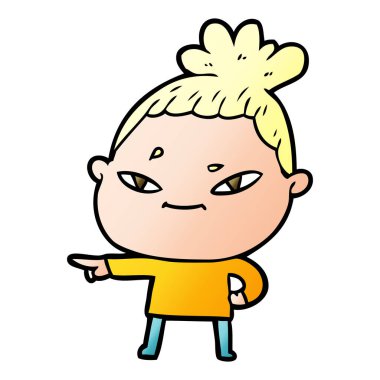 Çizgi filmdeki kadının vektör çizimi