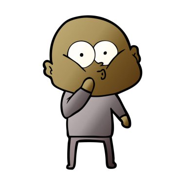 karikatür kel adam bakıyor