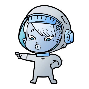 vektör çizim karikatür astronot kadın