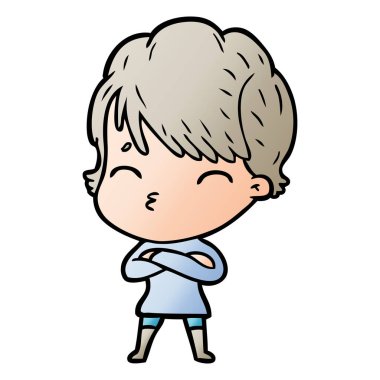 vektör çizim karikatür kadın düşünme