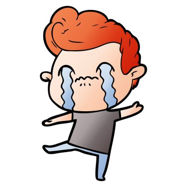 vektör çizim karikatür adam ağlıyor