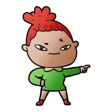 Çizgi filmdeki kadının vektör çizimi