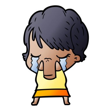 vektör çizim karikatür kadının ağladığını