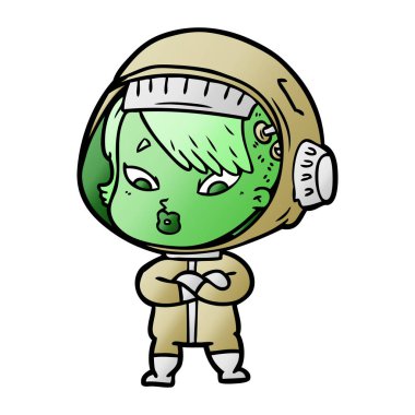 vektör çizim karikatür astronot kadın