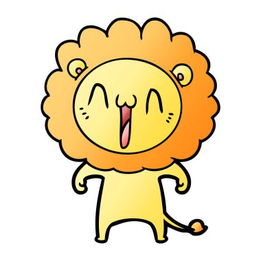 mutlu karikatür aslan vektör çizim