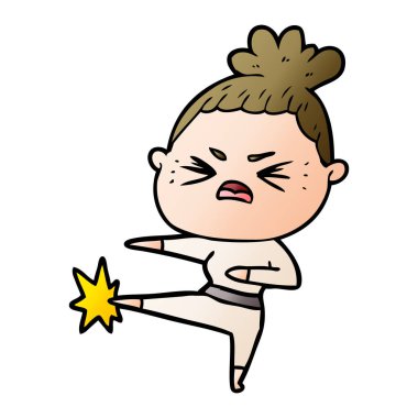 vektör çizim karikatür kızgın kadın