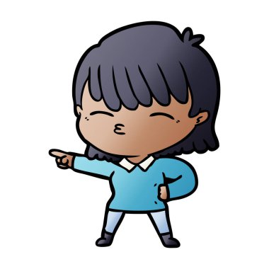 Çizgi filmdeki kadının vektör çizimi