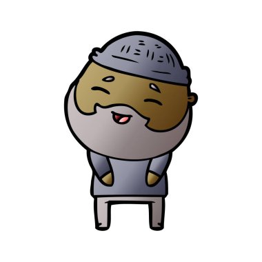 Çizgi film mutlu sakallı adam