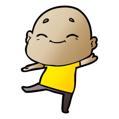 karikatür mutlu kel adam