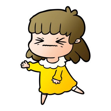 vektör çizim karikatür kızgın kız