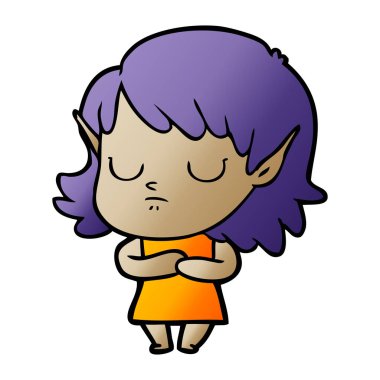 vektör çizim karikatür elf kızı