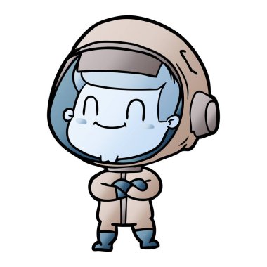 mutlu karikatür astronot adam