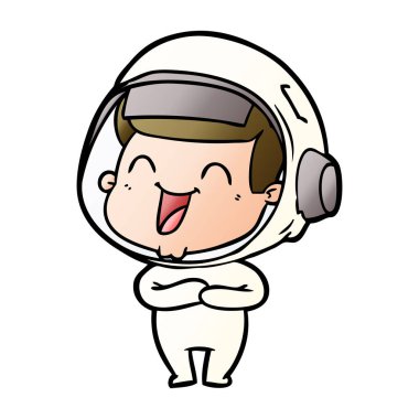 mutlu karikatür astronot vektör çizim