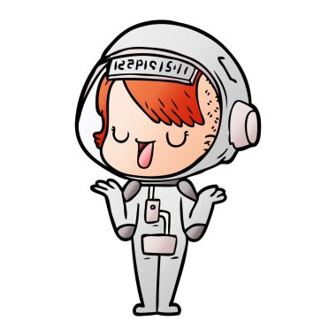 vektör çizim karikatür astronot kadın