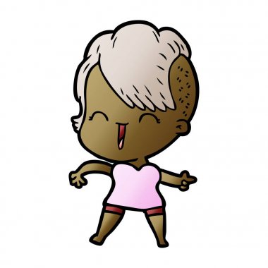 karikatür mutlu hippi kız