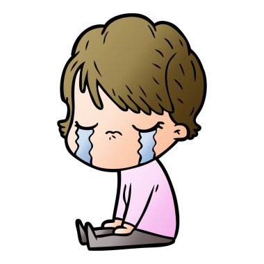 vektör çizim karikatür kadının ağladığını