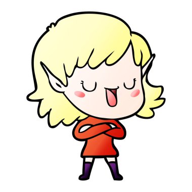 vektör çizim karikatür elf kızı