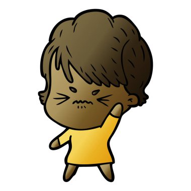 Çizgi filmdeki kadının vektör çizimi