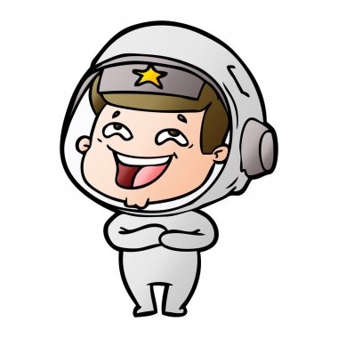 vektör çizim karikatür gülen astronot