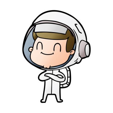 mutlu karikatür astronot vektör çizim