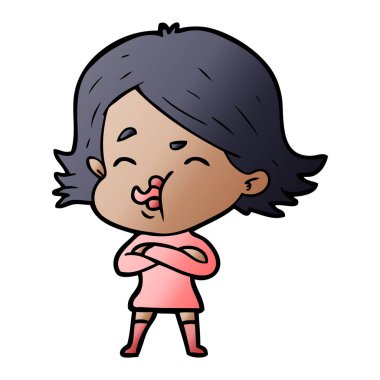 çizgi film kız yüz çekerek