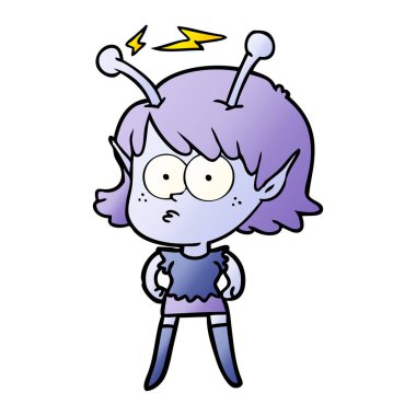 vektör çizim karikatür uzaylı kız