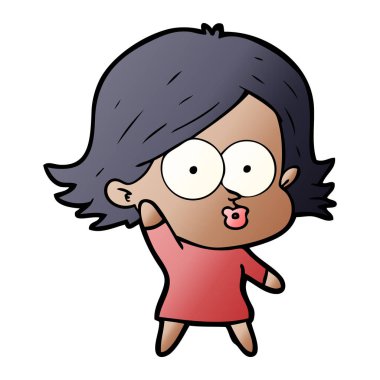 surat asmayı çizgi film kız vektör çizim