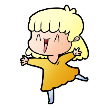 Çizgi filmdeki kadının vektör çizimi