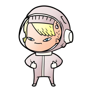 vektör çizim karikatür astronot kadın