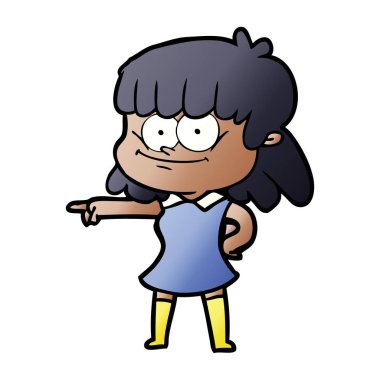 vektör çizim karikatür kız gülümseyerek