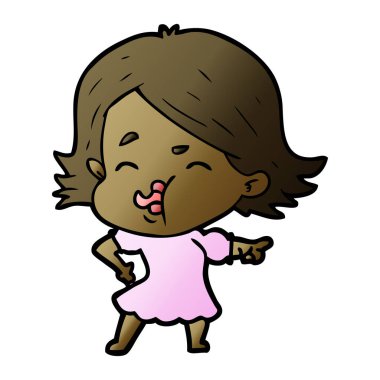 çizgi film kız yüz çekerek