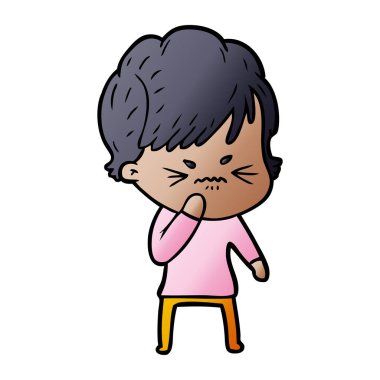 Çizgi filmdeki kadının vektör çizimi