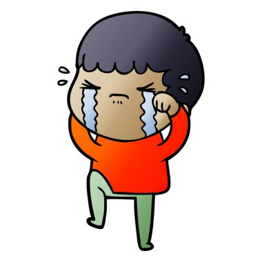 vektör çizim karikatür adam ağlıyor