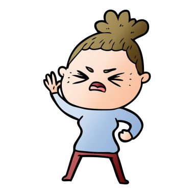 vektör çizim karikatür kızgın kadın